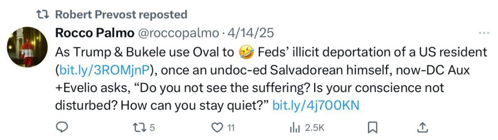 Última publicação do papa Leão XIV no "X" alfineta Trump e defende imigrantes 1 Última - manifestação - de - Leão - XIV - nas - redes - sociais. - Reprodução: - Redes - Sociais-tvt-news