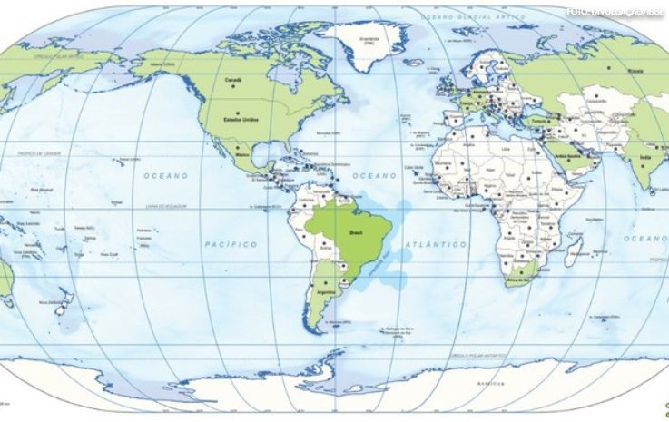 IBGE lança mapa-múndi com Brasil no centro. Entenda 2 mapa