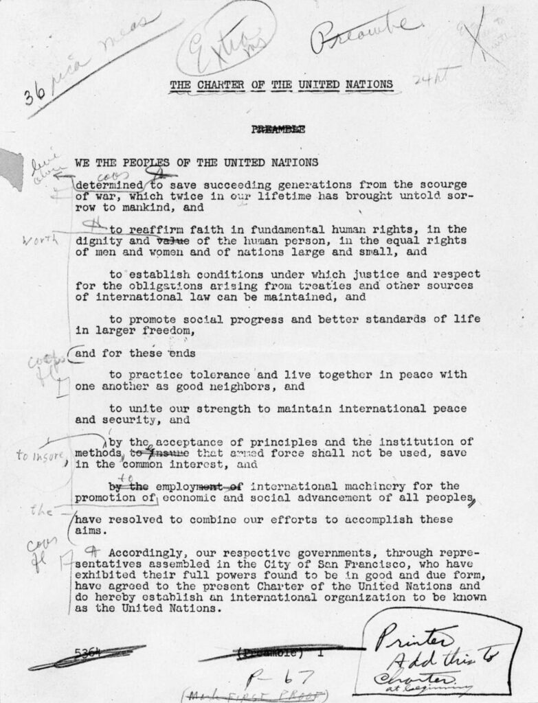 ONU completa 80 anos enquanto vê genocídios e falta de legitimidade 2 carta-da-onu