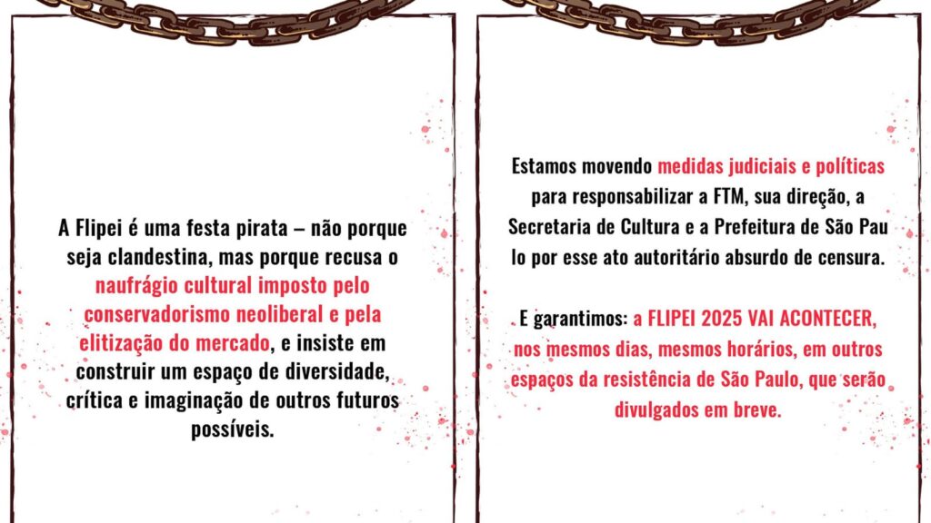Prefeitura de São Paulo tenta cancelar Flipei e organizadores denunciam censura 1 prefeitura-sao-paulo-flipei-censura-tvt-news