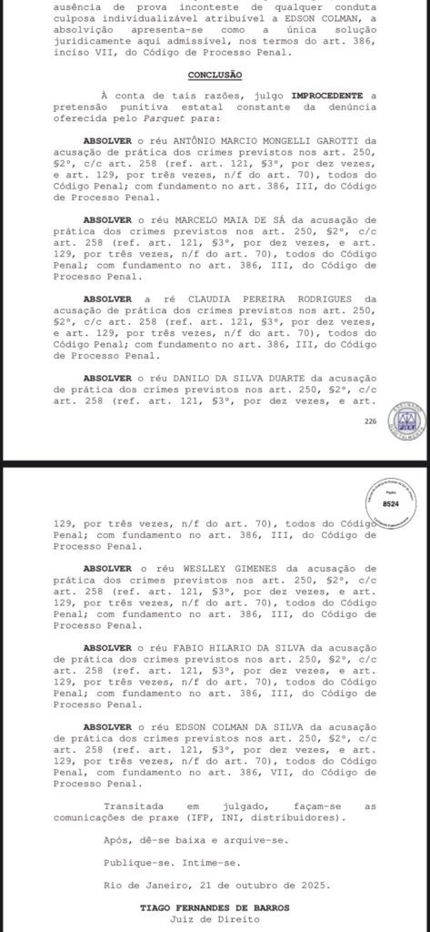 Justiça absolve acusados por tragédia no Ninho do Urubu, do Flamengo 1