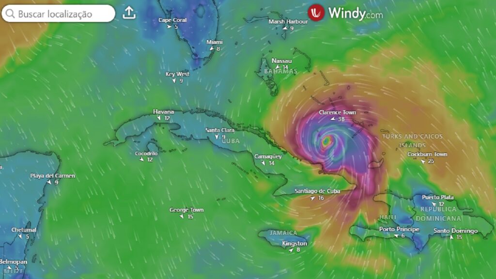 Furacão Melissa chega a Cuba; governo mobiliza Forças Armadas e defesa civil 2 furacão-melissa-cuba-windy