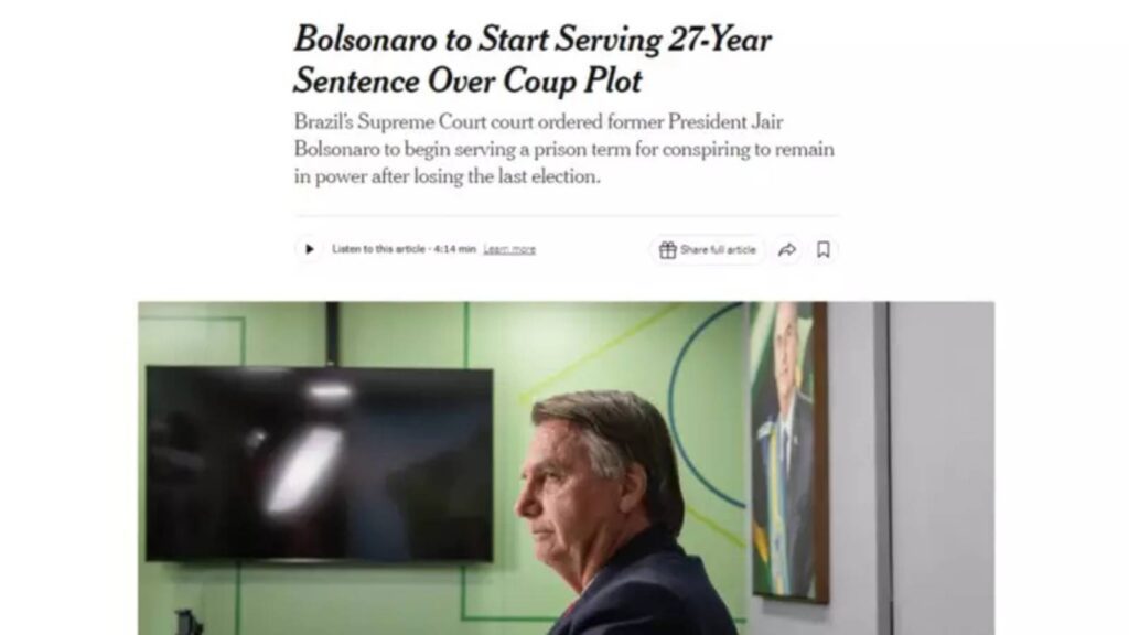 prisao-de-bolsonaro-e-generais-golpistas-repercute-na-imprensa-internacional-new-york-times-noticiou-conspiracao-de-bolsonaro-para-se-manter-no-poder-foto-reproducao-tvt-news