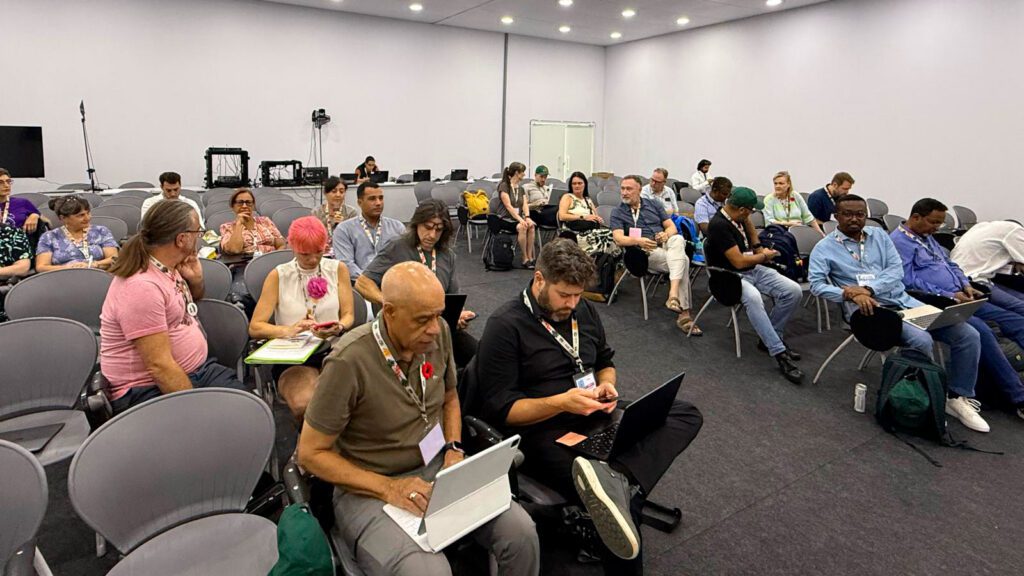 Reuniao-diaria-de-coordenacao-sindical-da-CUT-na-COP30-divulgacao-tvt-news