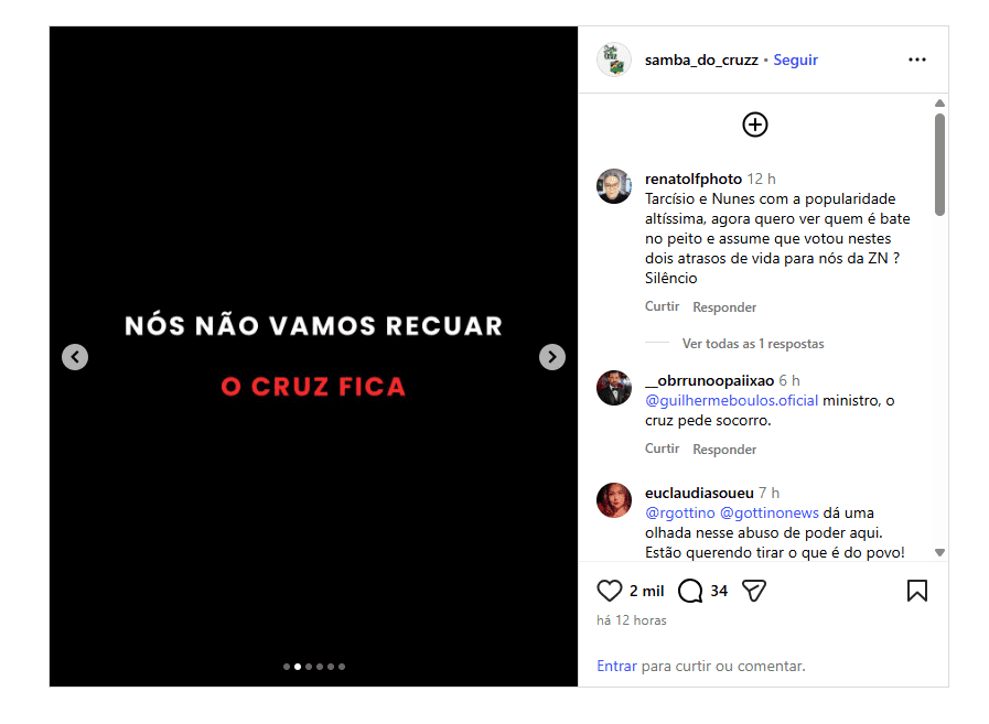 Samba do Cruz pode acabar após decisão de despejo em SP 1 apoiadores-iniciaram-campanha-nas-redes-para-defender-a-permanencia-do-samba-do-cruz-foto-reproducao-instagram-tvt-news