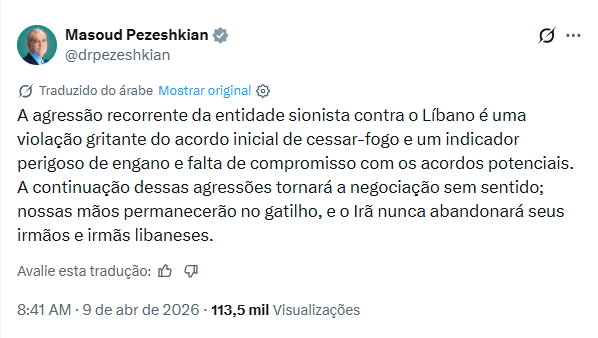 Últimas notícias da guerra no Oriente Médio em 9 de abril 1 ultimas-noticias-da-guerra-no-oriente-medio-em-9-de-abril-presidente-do-ira-em-sua-rede-x-na-manha-desta-quinta-9-sobre-cessar-fogo-da-guerra-dilvugacao-redes-sociais-tvt-news