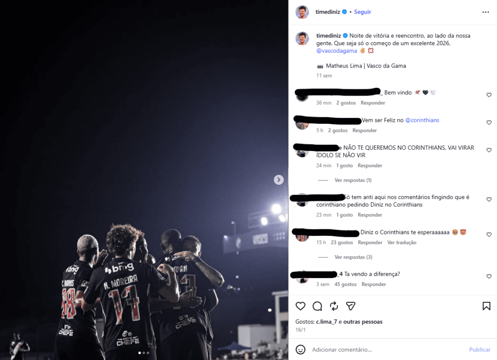 fernando-diniz-e-novo-tecnico-do-corinthians-comentarios-no-post-fixado-de-fernando-diniz-anunciado-como-novo-tecnico-do-corinthians-reproducao-redes-sociais-tvt-news