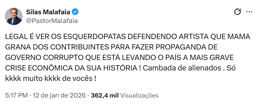 silas-malafaia-tweet-publicacao-x-tvt-news