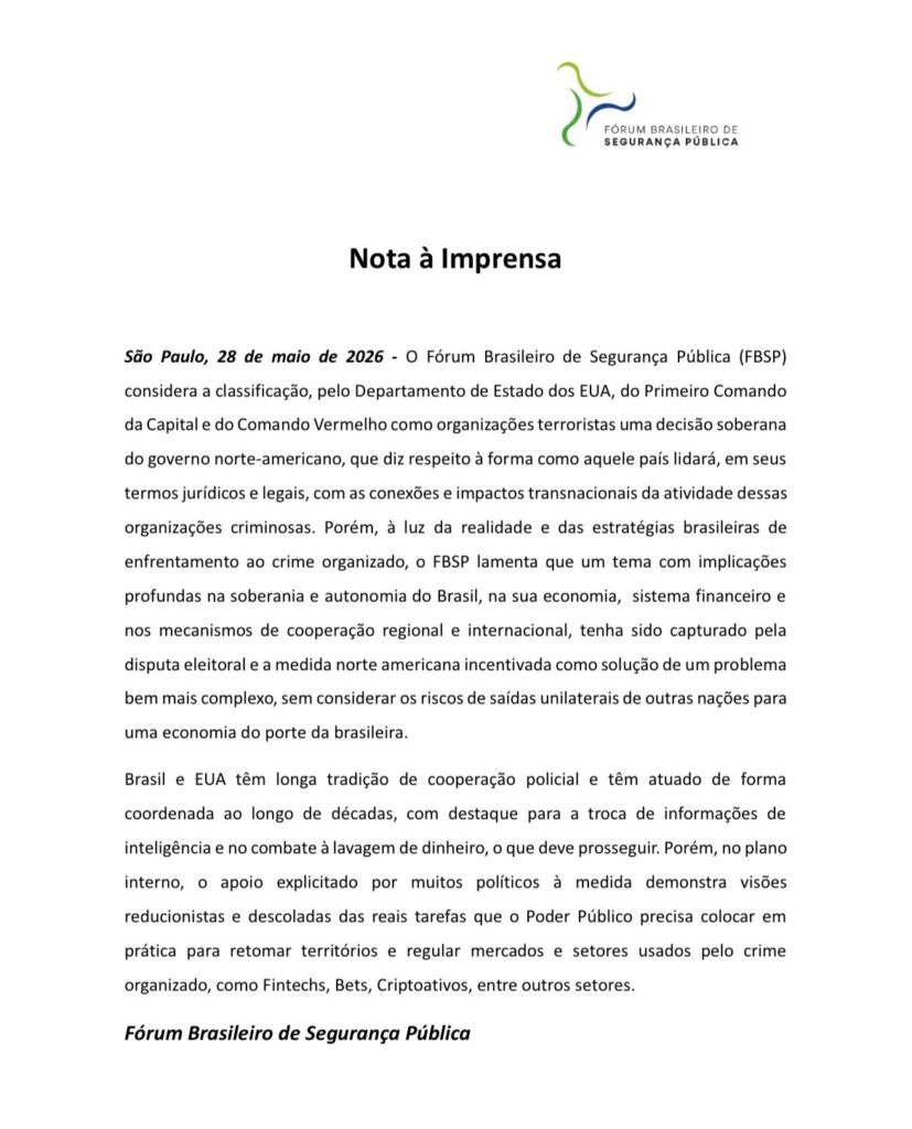 Os riscos da classificação do PCC e do CV como organizações terroristas pelos EUA 2 os-riscos-da-classificacao-do-pcc-e-do-cv-como-organizacoes-terroristas-pelos-eua-nota-do-fbsp-sobre-decisao-de-trump-de-enquadrar-o-crime-organizado-nacional-como-organizacoes-terroristas-reproducao-tvt-news