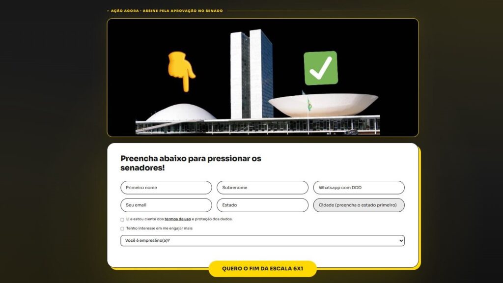 Saiba como pressionar senadores para votar o fim da escala 6x1 3 agora-a-pressao-e-no-senado-o-brasil-quer-mais-tempo-fim-da-escala-6x1-jornada-de-trabalho-6-x-1-pec-do-fim-da-escala-6x1-reducao-da-jornada-de-trabalho-votacao-do-fim-da-escala-6x1-no-senado-tvt-news