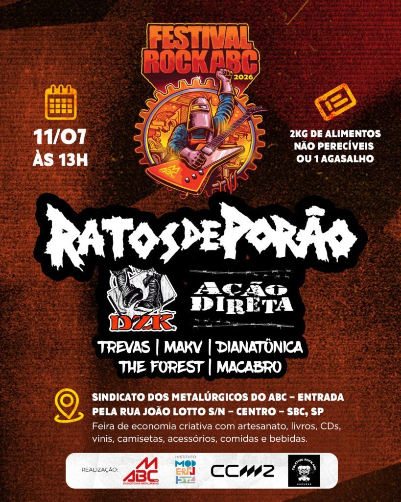 Ratos de Porão é atração principal do Festival Rock ABC 2026 1 ratos-de-porao-e-atracao-principal-do-festival-rock-abc-2026-tvt-news