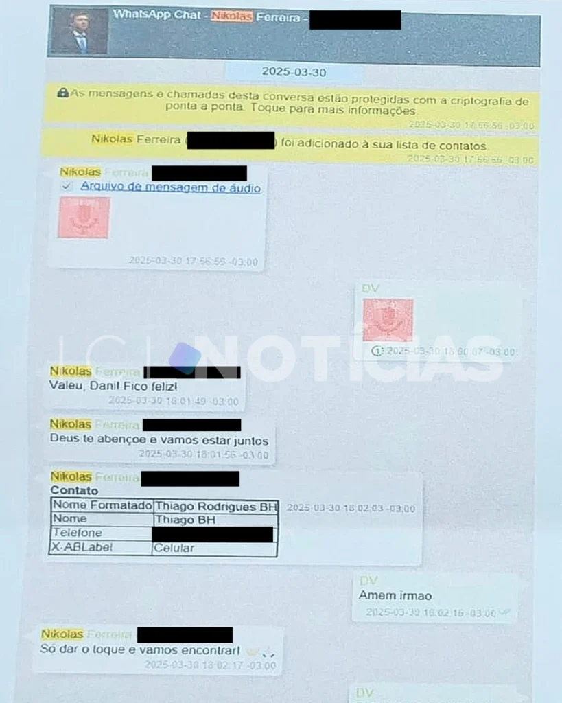 Nikolas Ferreira chama Vorcaro de “lindão” em áudio, segundo ICL 2