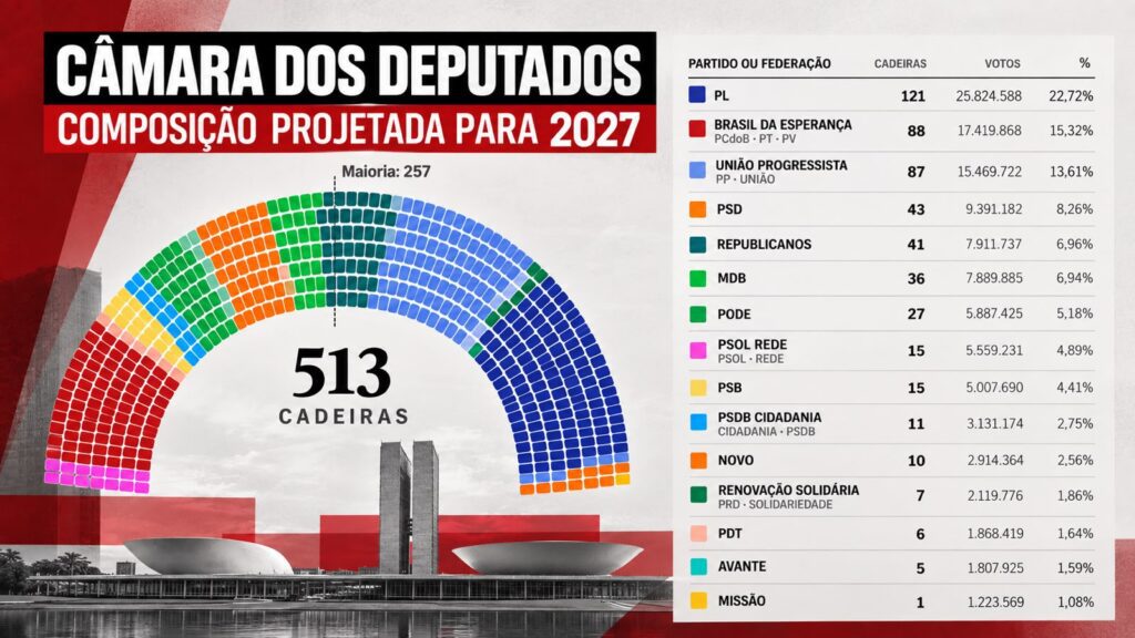 PL domina Câmara dos Deputados e Senado após eleições; veja a nova composição 1 eleicoes-2026-voto-camara-dos-deputados-senado-novos-jovens-esquerda-pl-maior-bancada-direita-centro-direita-extrema-esquerda-congresso-lula-flavio-bolsonaro