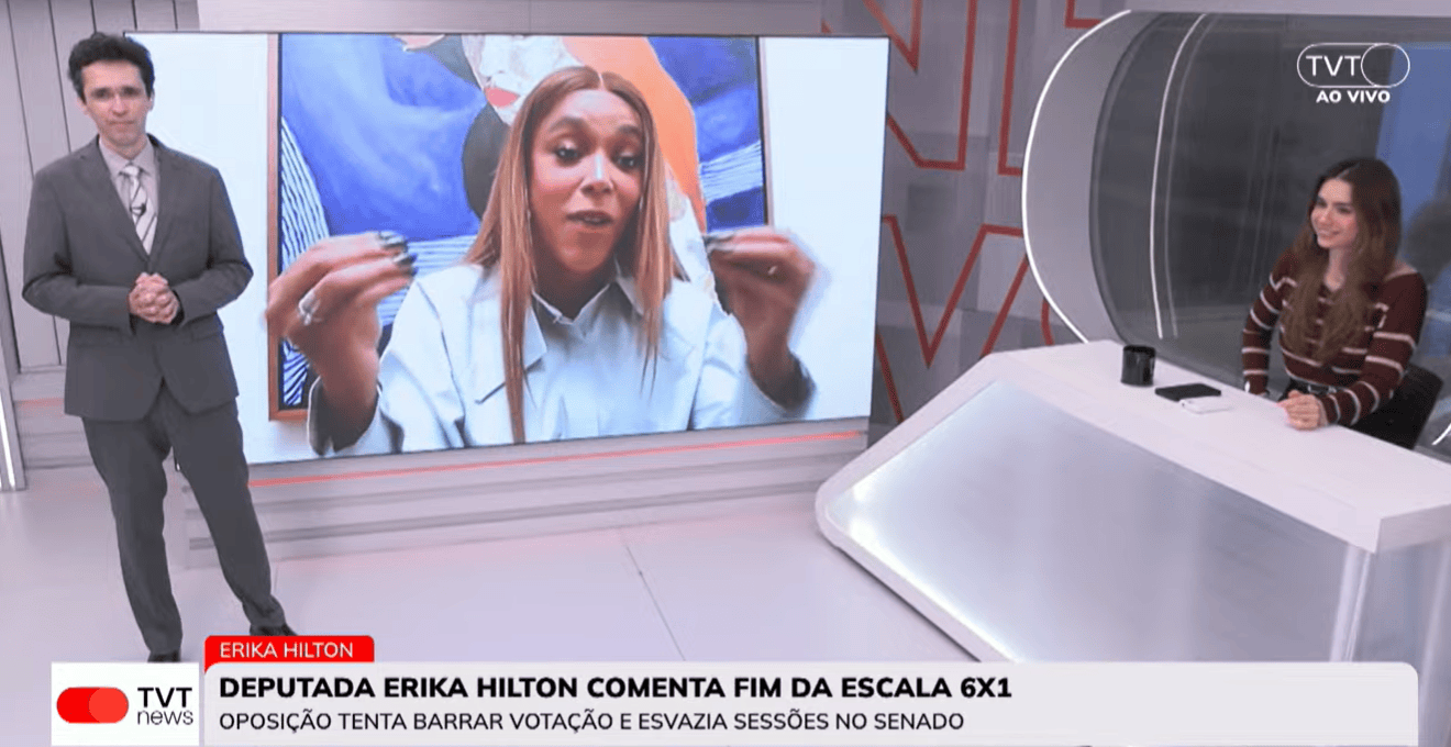 As novas lideranças da esquerda eleitas em 2026 10 erika-hilton-fim-da-escala-6x1-entrevista-jornal-tvtnews-segunda-edicao-erika-hilton-na-tvt