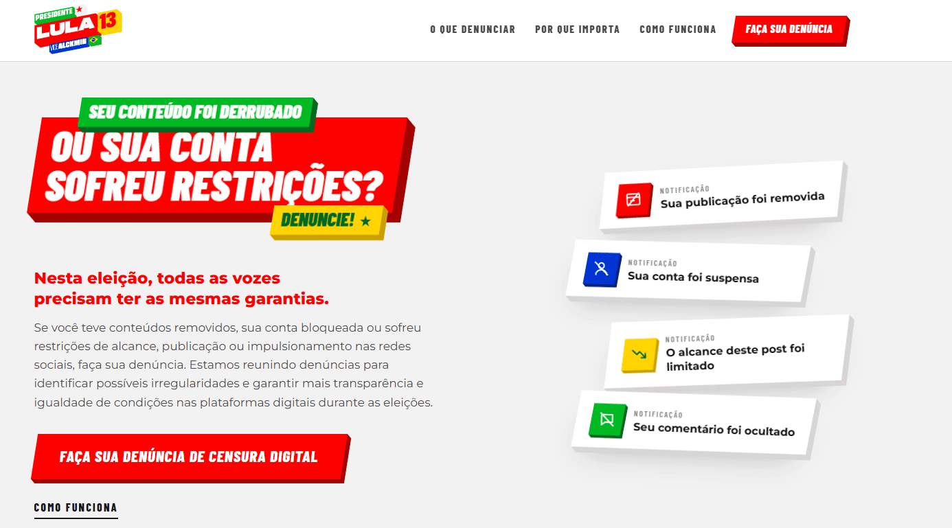 Coligação de Lula aciona TSE e acusa Meta de restringir alcance nas redes 3 meta-campanha-redes-sociais-denuncia