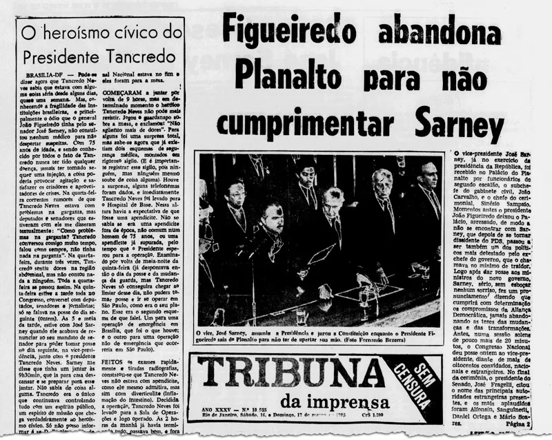 Redemocratização completa 40 anos 2 redemocratizacao-completa-40-anos-jornal-tribuna-da-imprensa-noticia-recusa-de-joao-figueiredo-a-transmitir-a-faixa-presidencial-a-jose-sarney-bolsonaro-fez-o-mesmo-com-lula-imagem-biblioteca-nacional-tvt-news