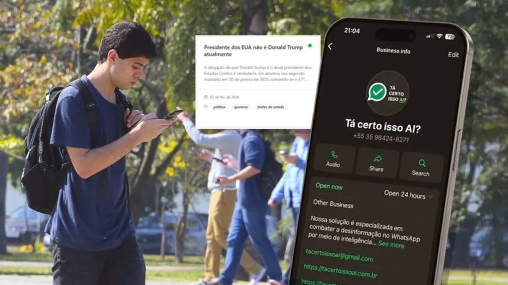 IA contra desinformação no Whatsapp criada por alunos da USP vence desafio internacional “Tá Certo Isso AI?” funciona como um bot dentro do próprio aplicativo. Foto: Marcos Santos/USP Imagens TVT News