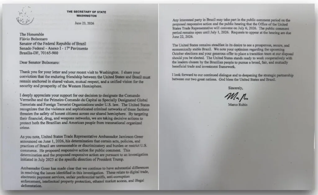 Governo Trump destinou US$ 1 milhão para campanha contra o STF, revela The Guardian 3 na-carta-rubio-fala-de-audiencia-publica-para-discutir-tarifaco-foto-reproducao